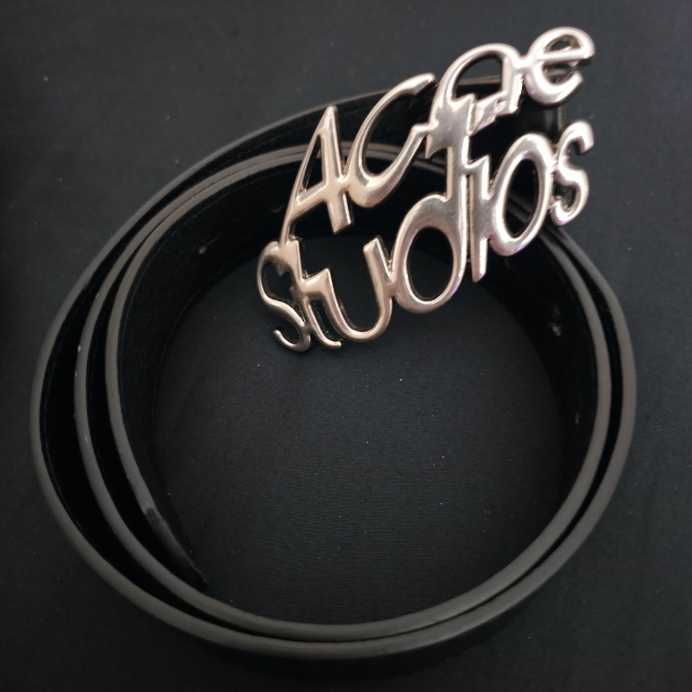 Acne Studios Black Belt with Metallic Logo Buckle